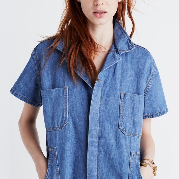 Caron Callahan Crawford Blue Denim Jumpsuit | size M - Picture 3 of 7